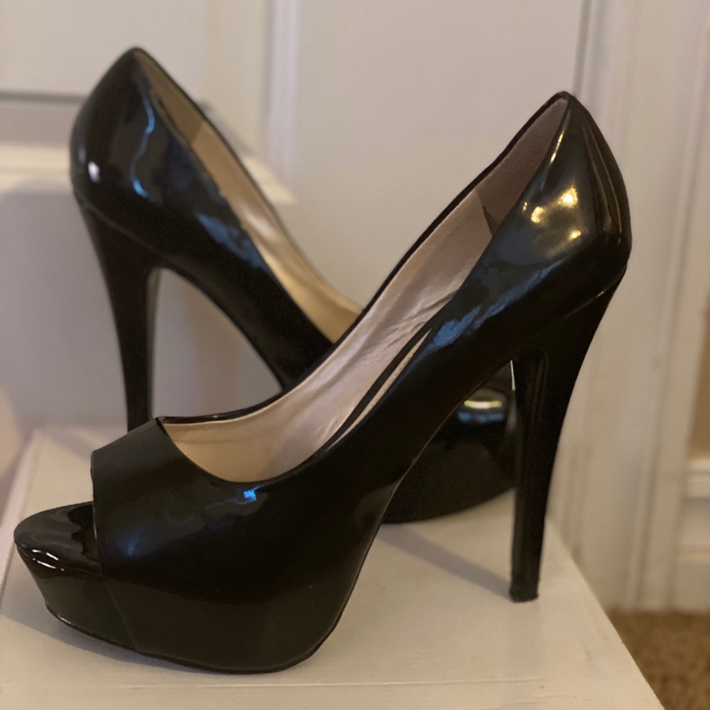 Black Patent Leather Platform Heels